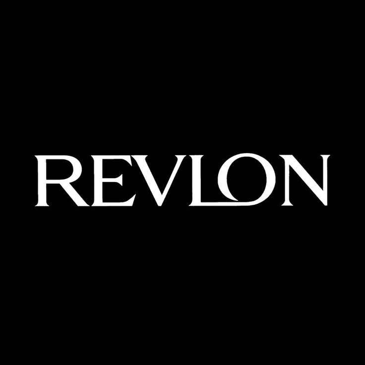 Revlon white text on black background