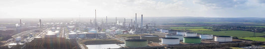 Bird eye view of chemical manufacturing plant 